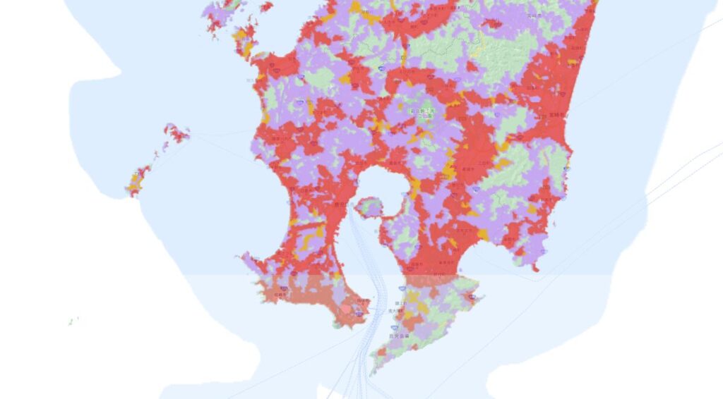 鹿児島におけるQTモバイルの通信エリア